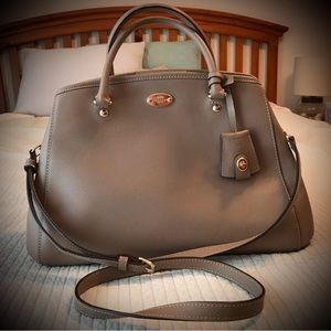 Coach Crossgrain Leather Margot Carryall Bag, taupe/tan, model F34607